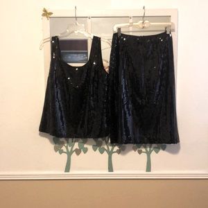 Liz Claiborne black sequin set skirt and blouse 10